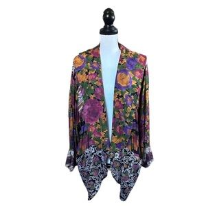 Vintage Bright Mixed Floral Oversized Blazer Jacket 90s Maximalist Art-To-Wear M